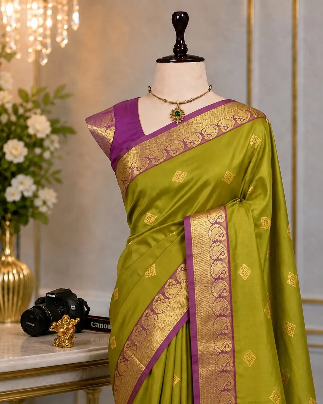 Paisley Zari Border Semi Silk Saree